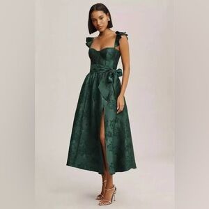 Anthropologie V. Chapman Vera Emerald Green Floral Midi Dress XXL or 16/18